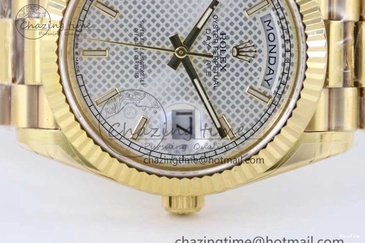 MiroTime 0121 Day Date 40mm YG 904L Steel TWF 1:1 Best Edition White Dial on YG Bracelet A FreshLook 2368